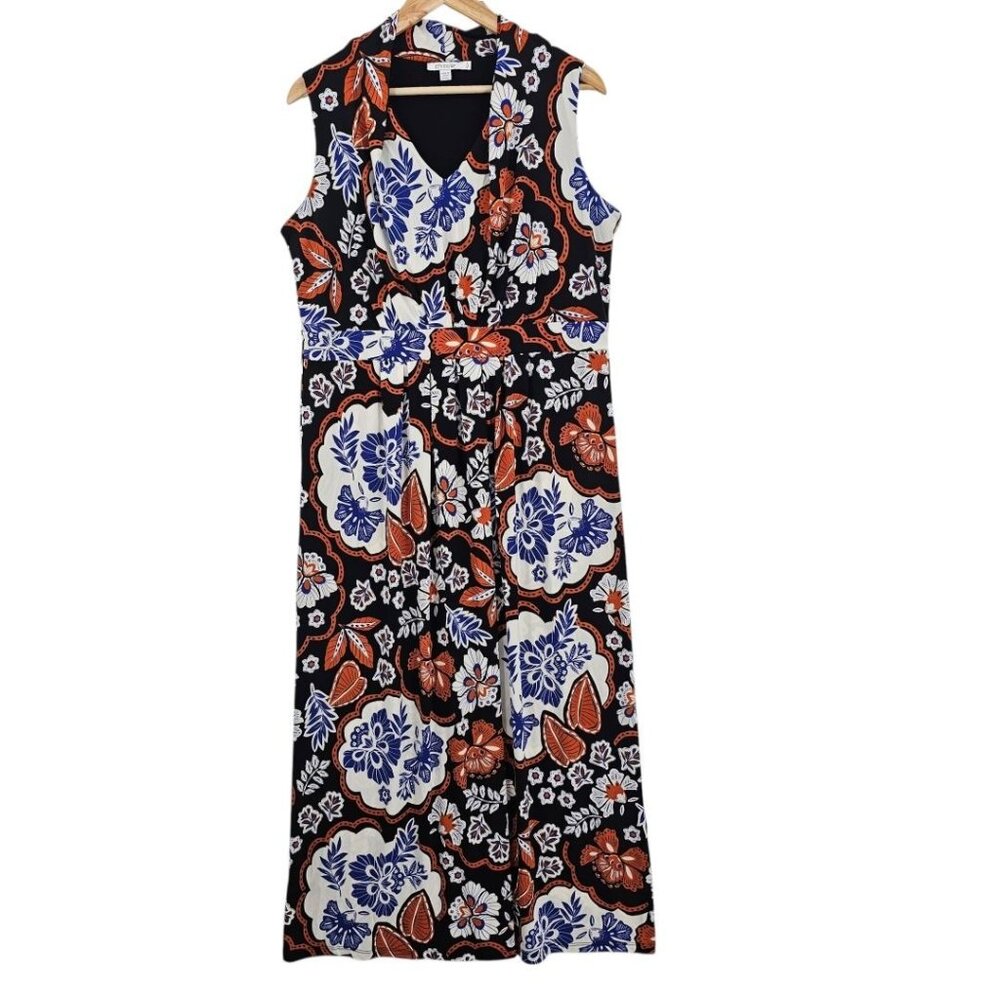 Chicos Womens 12 Boho Sleeveless Floral Pleat Front‎ Cartegena Maxi Dress - Picture 3 of 13